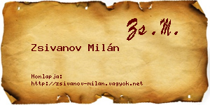 Zsivanov Milán névjegykártya