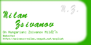 milan zsivanov business card